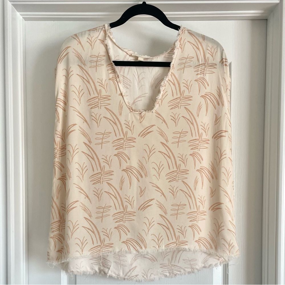 💠 Grade & Gather Square Neck Cream Apricot Tank Raw Edge Size M